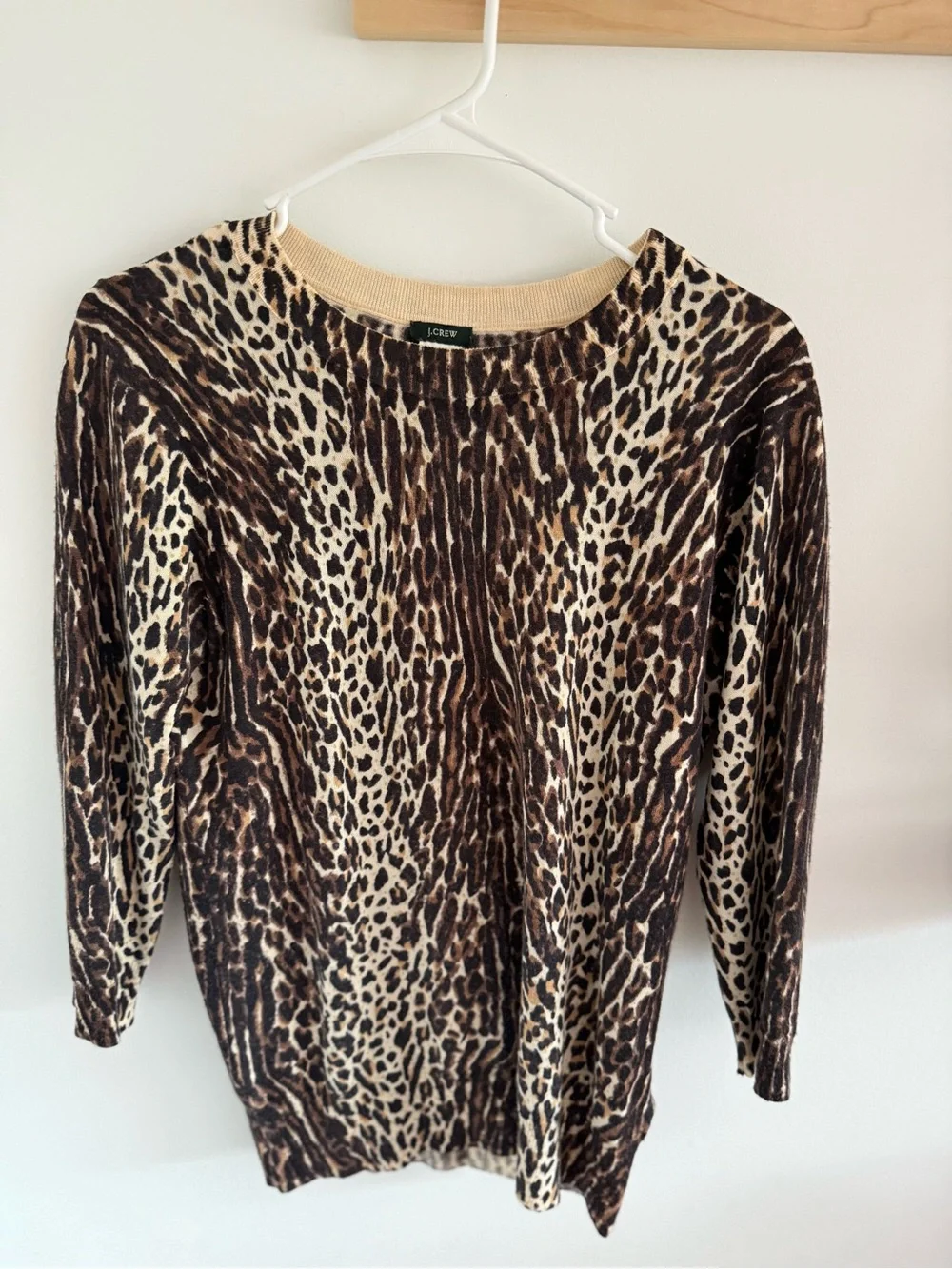 J. Crew Leopard Print Merino Wool Sweater Medium